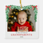 Ornement En Céramique Bow moderne Premier Noël en grands-parents Photo (Devant)