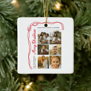 Ornement En Céramique Bow Noël joyeux Famille 7 Photos