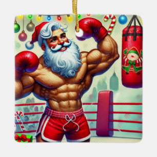 Ornement En Céramique Boxe personnalisée de Père Noël à Noël
