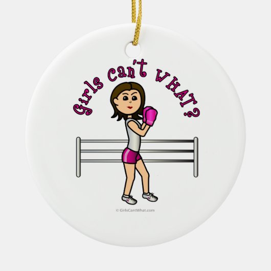 Ornement En Céramique Boxe rose pâle (Devant)