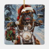 Ornement En Céramique Boxer Chien équitation Moto Noël (Dos)
