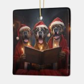 Ornement En Céramique Boxer Chiens Noël Caroling Festive Fête (Gauche)