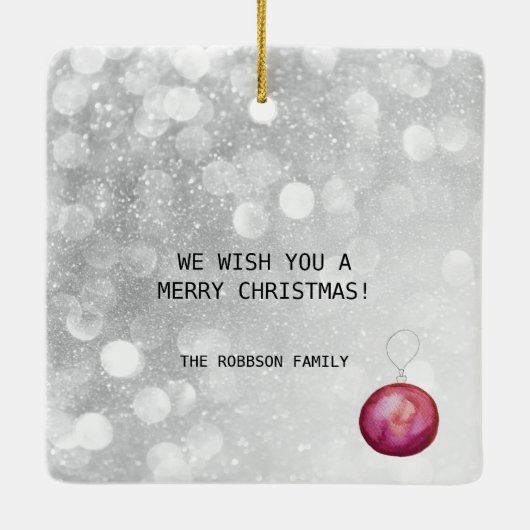 Ornement En Céramique Branches Et Boules De Scène De Noël Aquarelle (Dos)