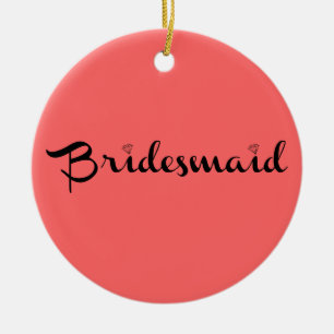 Ornement En Céramique Bridesmaid Black sur Saumon