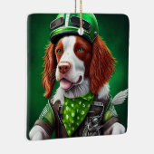 Ornement En Céramique Brittany Spaniel conduite vélo St. Patrick's Day (Droite)