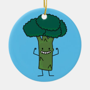 Ornement En Céramique Brocoli fléchissant le légume heureux de vert de