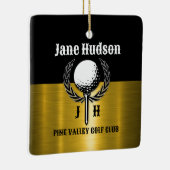 Ornement En Céramique Brossé Gold Custom Golf Monogramme Conception (Droite)