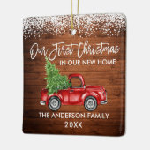 Ornement En Céramique Brosse Script Bois Neige 1er Noël Accueil Camion (Gauche)