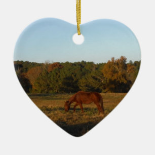 Ornement En Céramique Brown horse in the Sun