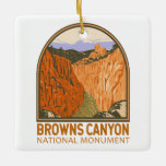Ornement En Céramique Browns Canyon National Monument Colorado Vintage<br><div class="desc">Browns Canyon vector artwork design. Browns Canyon is the most popular destination for whitewater rafting in the country,  and is also known for its fishing and hiking.</div>