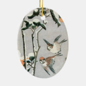 Ornement En Céramique Bruants et Camellia en Neige par Ando Hiroshige (Dos)