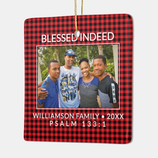 Ornement En Céramique Buffalo Plaid Famille chrétienne Noël (Gauche)