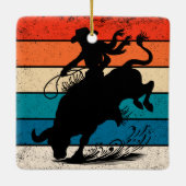 Ornement En Céramique Bull Riding Rodeo Bull Riders Western Ranch Retro (Dos)