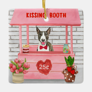 Ornement En Céramique Bull Terrier Chien Valentine's Day Kissing Booth