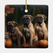 Ornement En Céramique Bullmastiff Chiot Automne Citrouille de plaisir (Dos)