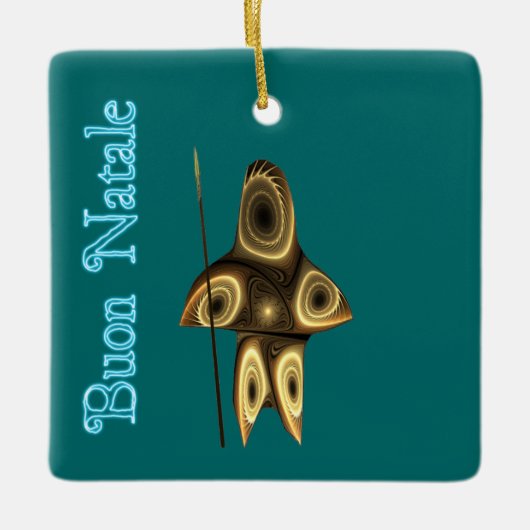 Ornement En Céramique Buon Natale - Fractal Inuit Hunter (Devant)