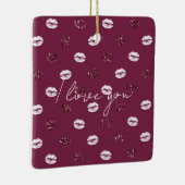 Ornement En Céramique Burgundy rose Parties scintillant rouge blanc Bais (Droite)