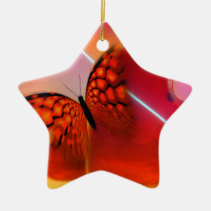 Ornement En Céramique Butterfly and Hearts