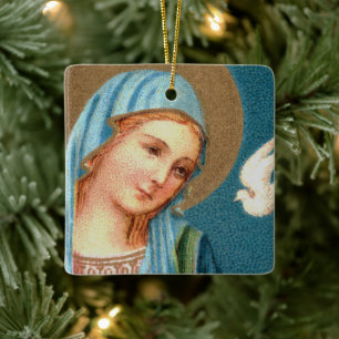 Ornement En Céramique BVM & Esprit Saint de l'Annonciation de Lippi (Dét