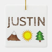 Ornement En Céramique Cabine Camping Sunshine Mountain Tree (Dos)
