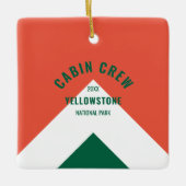 Ornement En Céramique Cabine Crew Peronalized Destination Retro Rouge Ve (Devant)