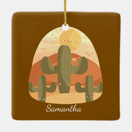Ornement En Céramique Cactus Desert With Sun (Dos)