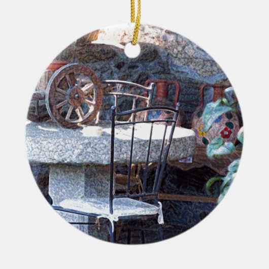 Ornement En Céramique Cactus espagnol et vie morte (Devant)