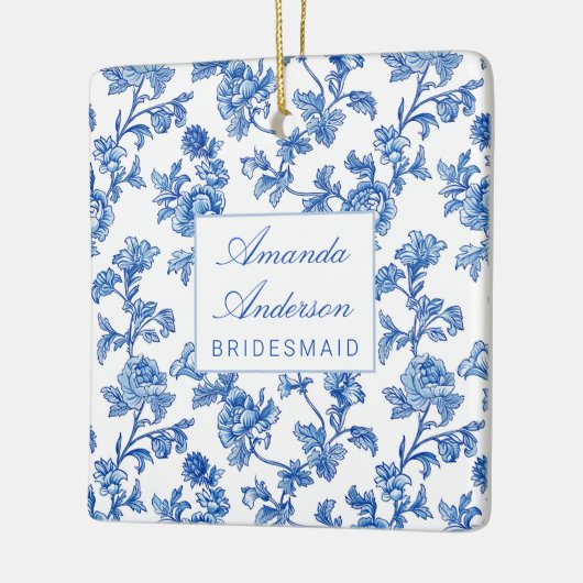 Ornement En Céramique Cadeau Bridesmaid de la Chinoiserie Bleue et Blanc (Gauche)