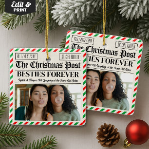 Ornement En Céramique Cadeau d'amie de journal de Noël personnalisé pour
