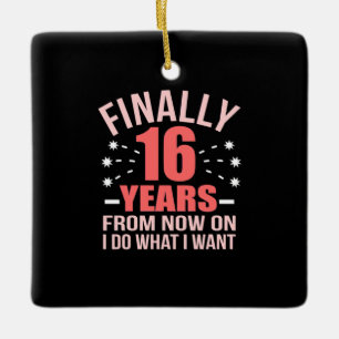 Ornement En Céramique Cadeau d'anniversaire   Enfin 16 Ans