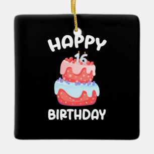 Ornement En Céramique Cadeau d'anniversaire Joyeux 16ème anniversaire