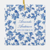 Cadeau de demoiselle d'honneur en chinoiserie bleu