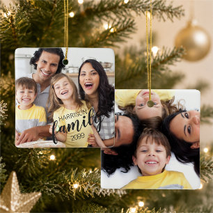 Ornement En Céramique Cadeau de famille personnalisé avec écriture 2