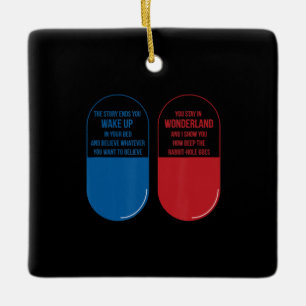 Ornement En Céramique Cadeau de lapin Blue Pill Red Pill Wonderland Rab