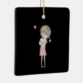 Ornement En Céramique Cadeau de lapin|Petite fille mignonne et lapin lap (Droite)