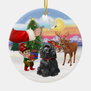 Ornement En Céramique Cadeau de Noël - Cocker Spaniel noir