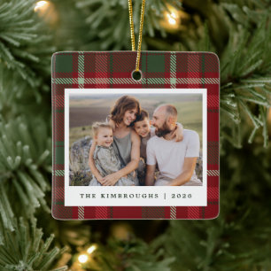 Ornement En Céramique Cadeau de Noël photo à motif tartan