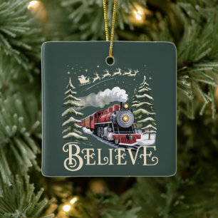 Ornement En Céramique Cadeau de Noël Polar Express Croire Xmas Hiver