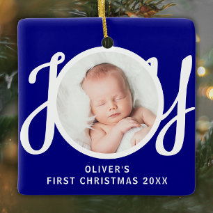 Ornement En Céramique Cadeau de Noël pour bébé, photo de son premier Noë