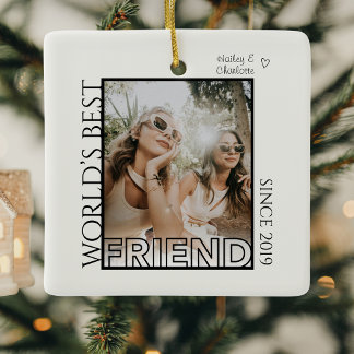 Ornement En Céramique Cadeau de Noël pour meilleures amies BFF minimalis