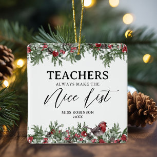 Ornement En Céramique Cadeau de Noël pour un professeur mignon