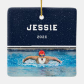 Ornement En Céramique Cadeau de vacances de natation (Dos)