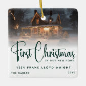 Ornement En Céramique Cadeau Logo Personnalisé Premier Noël Dans Notre N (Devant)