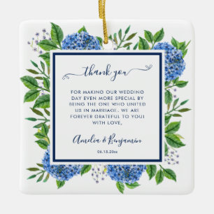 Ornement En Céramique Cadeau Merci Hydrangeas Pour Officier Mariage