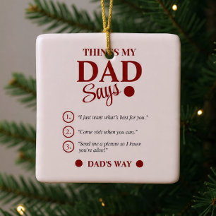 Ornement En Céramique Cadeau personnalisé pour papa Noël Choses que mon 