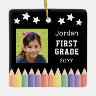 Ornement En Céramique Cadeau photo coloré personnalisé de première année
