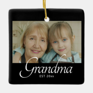 Ornement En Céramique Cadeau photo de grand-mère établie