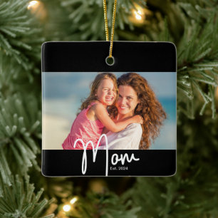 Ornement En Céramique Cadeau Photo de Maman Établie