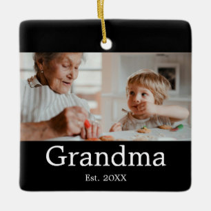 Ornement En Céramique Cadeau photo noir établi par grand-mère