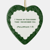 Ornement En Céramique Cadeau vert personnalisé par coeur reconnaissant (Droite)